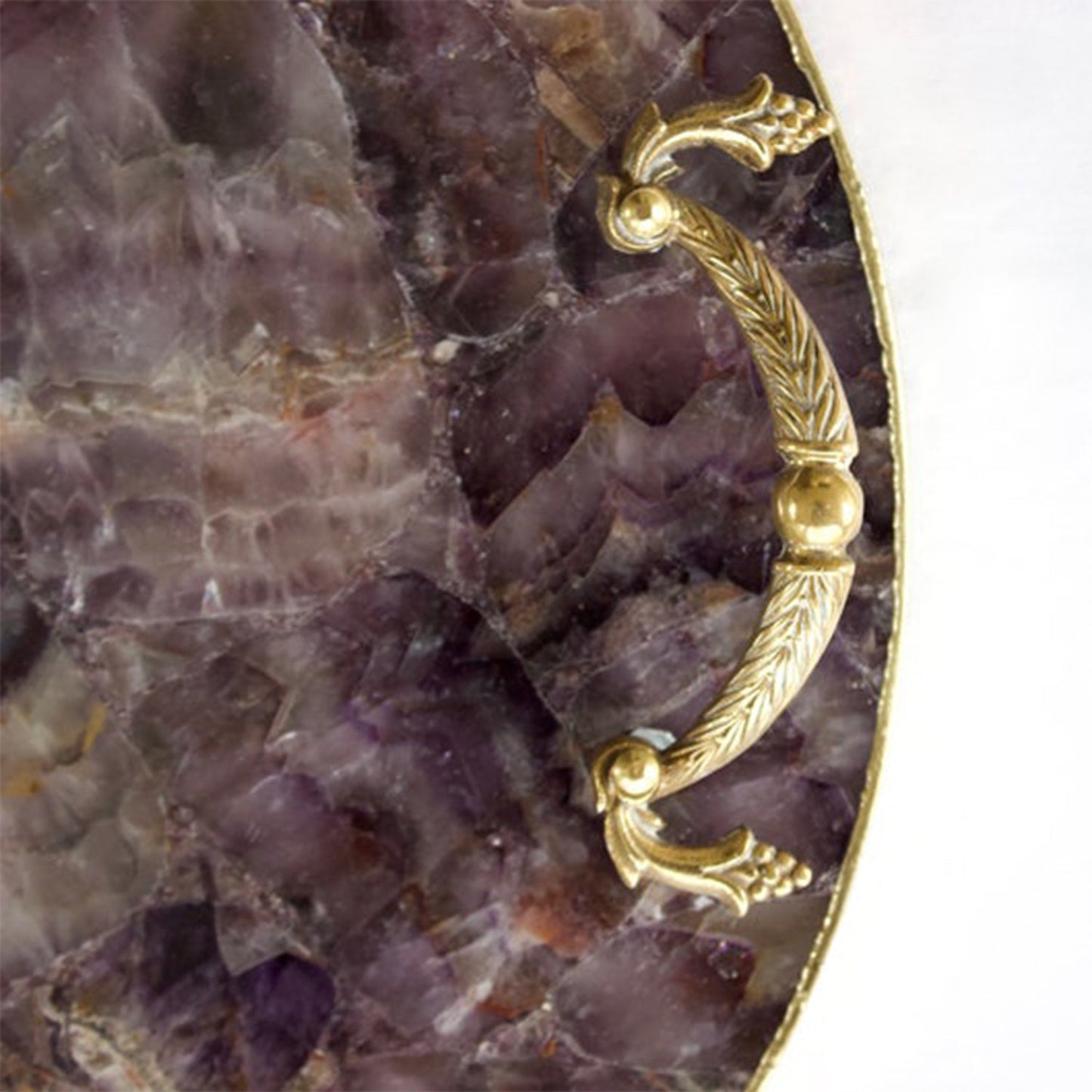 Amethyst Agate Serving Tray With Brass Handles | Circular - Enemilymakes