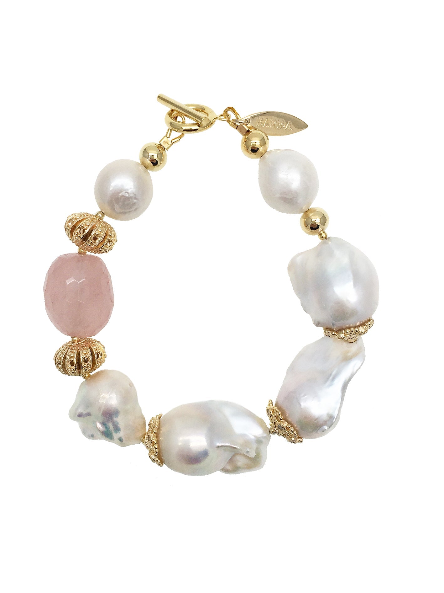 Freshwater Pearls & Rose Quartz Bracelet NPB006 - Enemilymakes