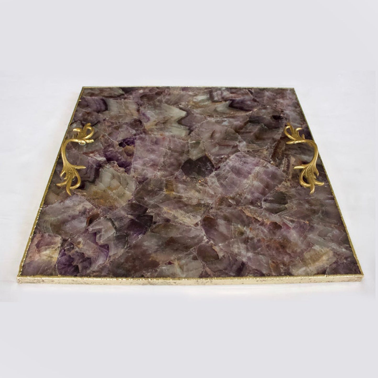 Amethyst Agate Serving Tray With Brass Handles | Square - Enemilymakes