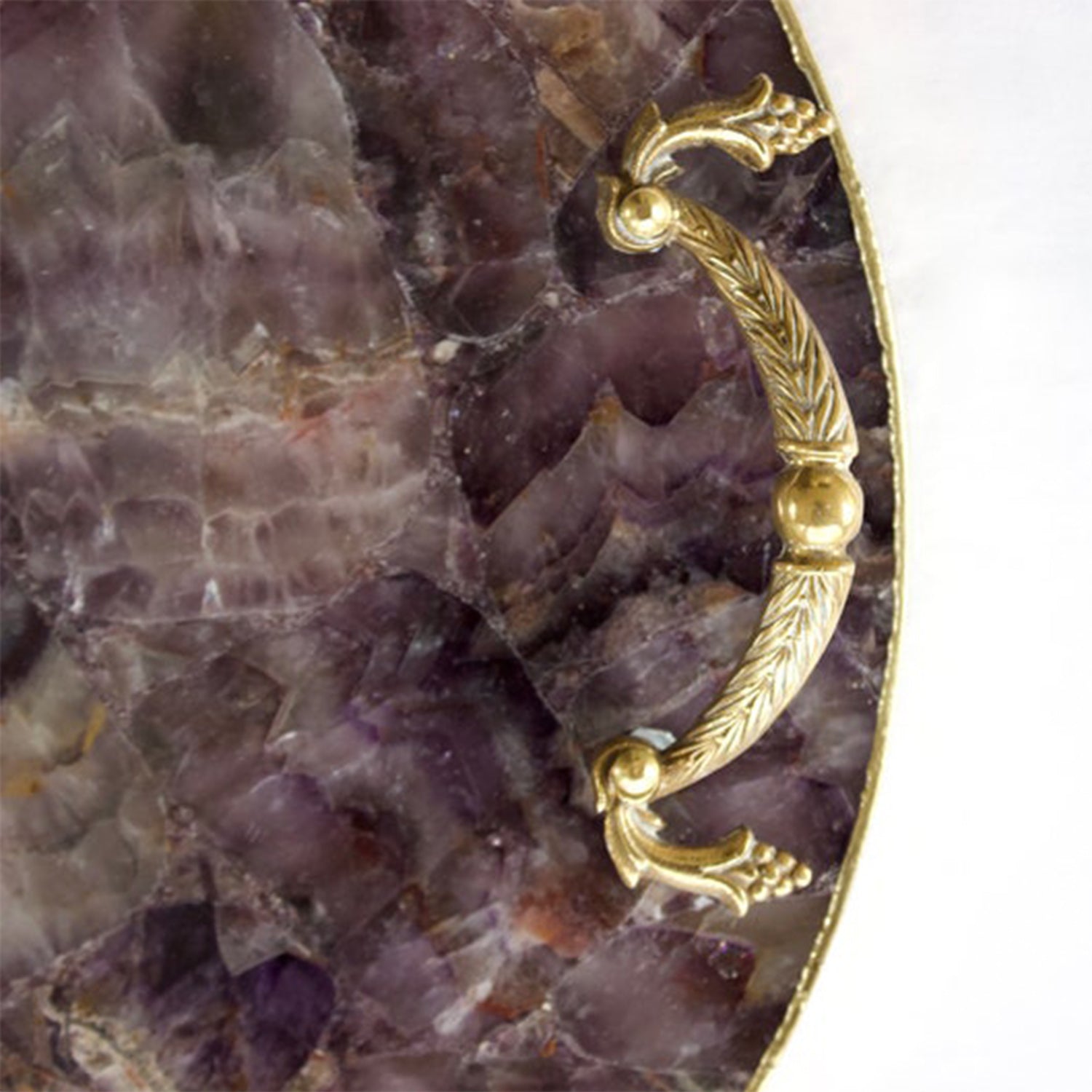 Amethyst Agate Serving Tray With Brass Handles | Circular - Enemilymakes